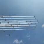 Massive formation of T-6 Texans overhead